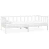 Lit de repos avec matelas 90x200 cm Blanc Bois de pin massif