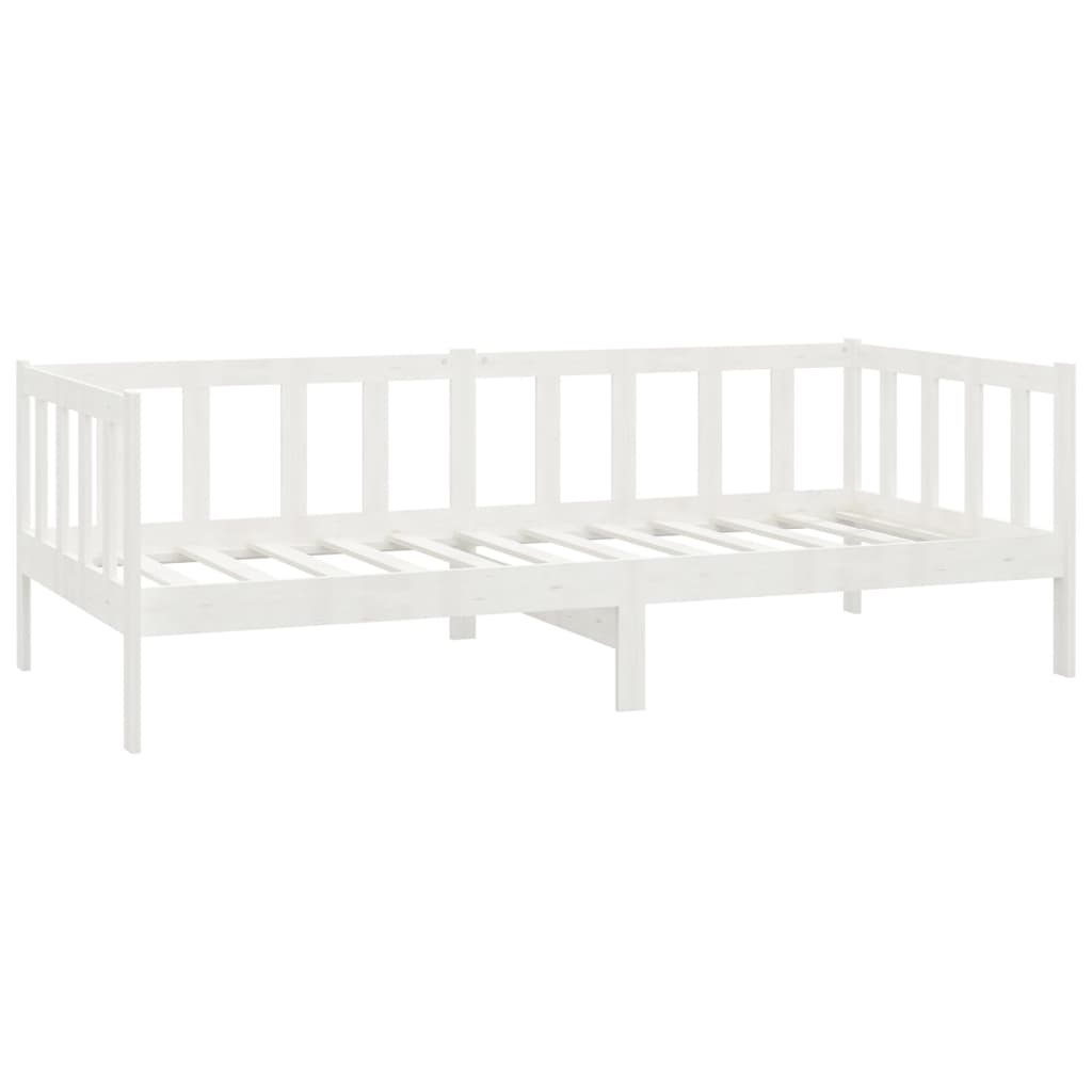 Lit de repos avec matelas 90x200 cm Blanc Bois de pin massif