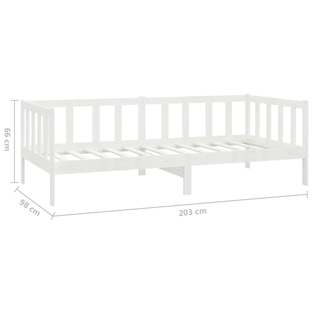 Lit de repos avec matelas 90x200 cm Blanc Bois de pin massif