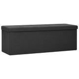 Banc de rangement pliable Noir Faux lin