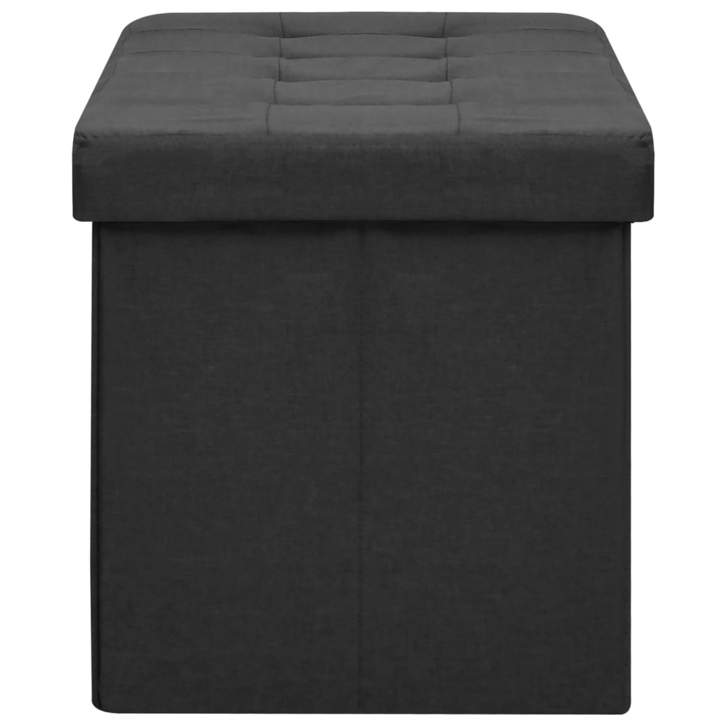 Banc de rangement pliable Noir Faux lin