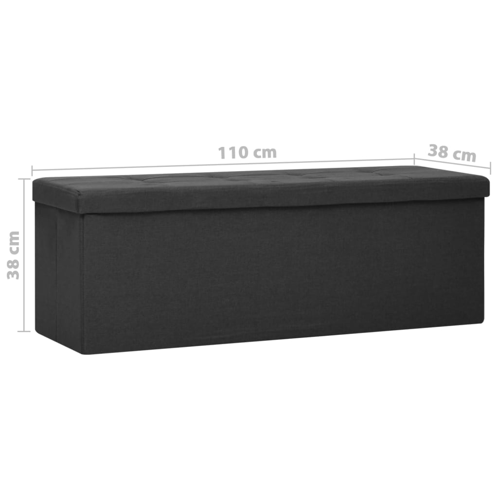 Banc de rangement pliable Noir Faux lin