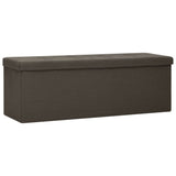 Dark Brown Faux Linen Folding Storage Bench