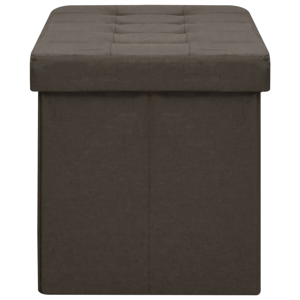 Dark Brown Faux Linen Folding Storage Bench