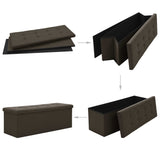 Dark Brown Faux Linen Folding Storage Bench