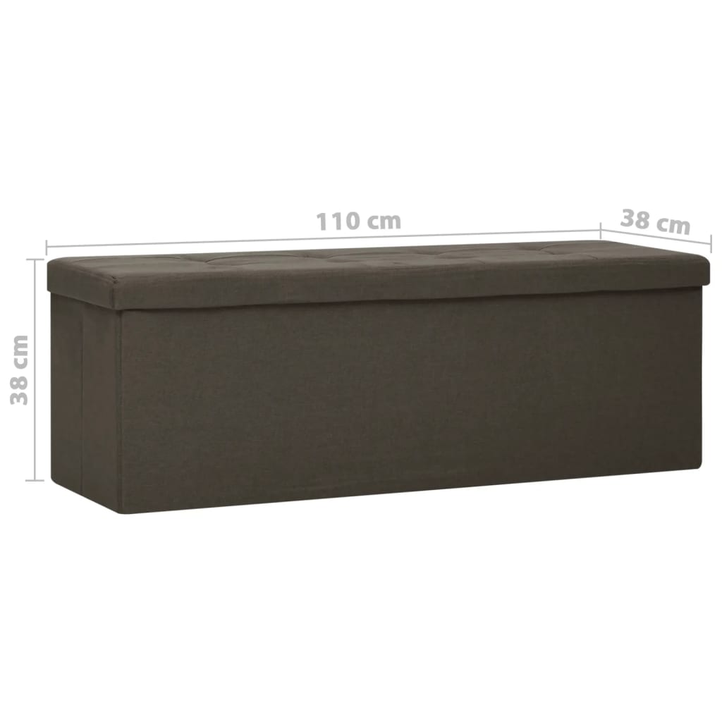 Dark Brown Faux Linen Folding Storage Bench