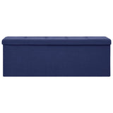 Banc de rangement pliable Bleu Faux lin