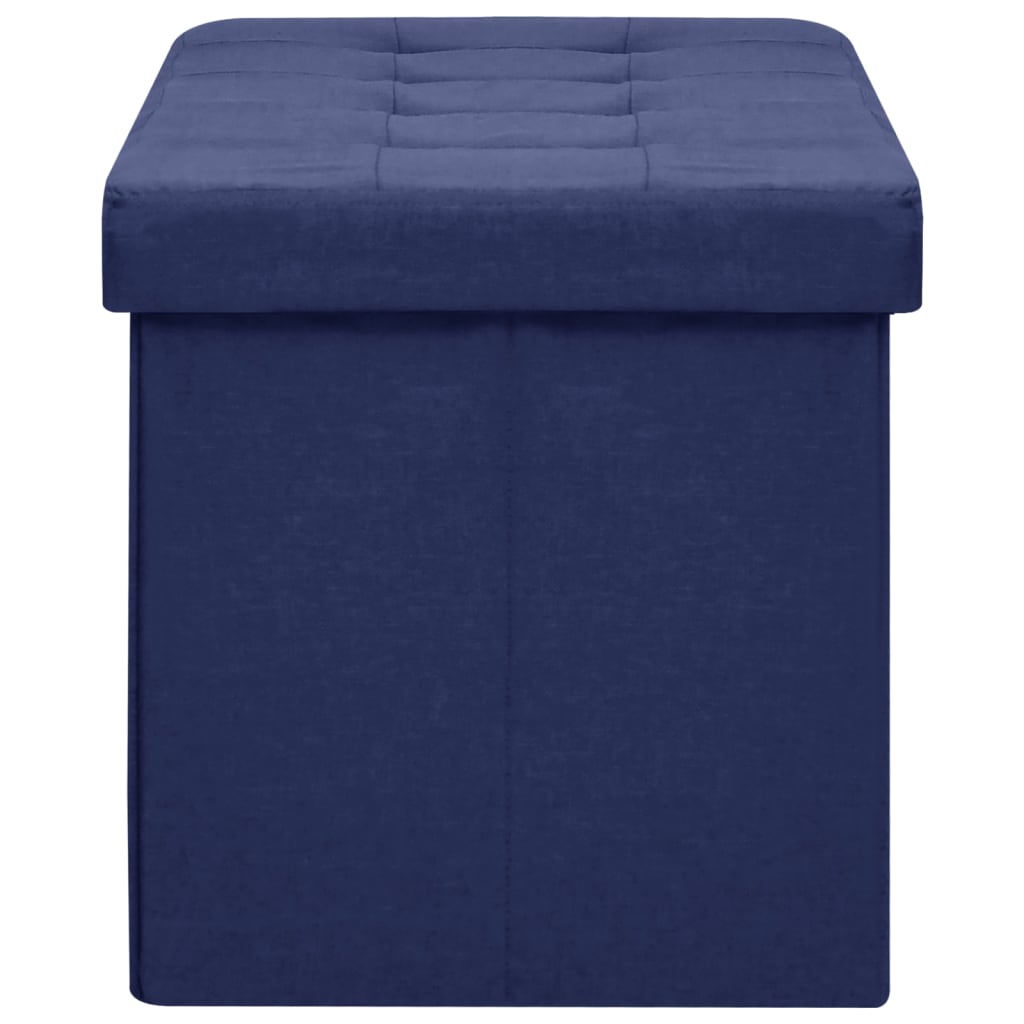 Banc de rangement pliable Bleu Faux lin