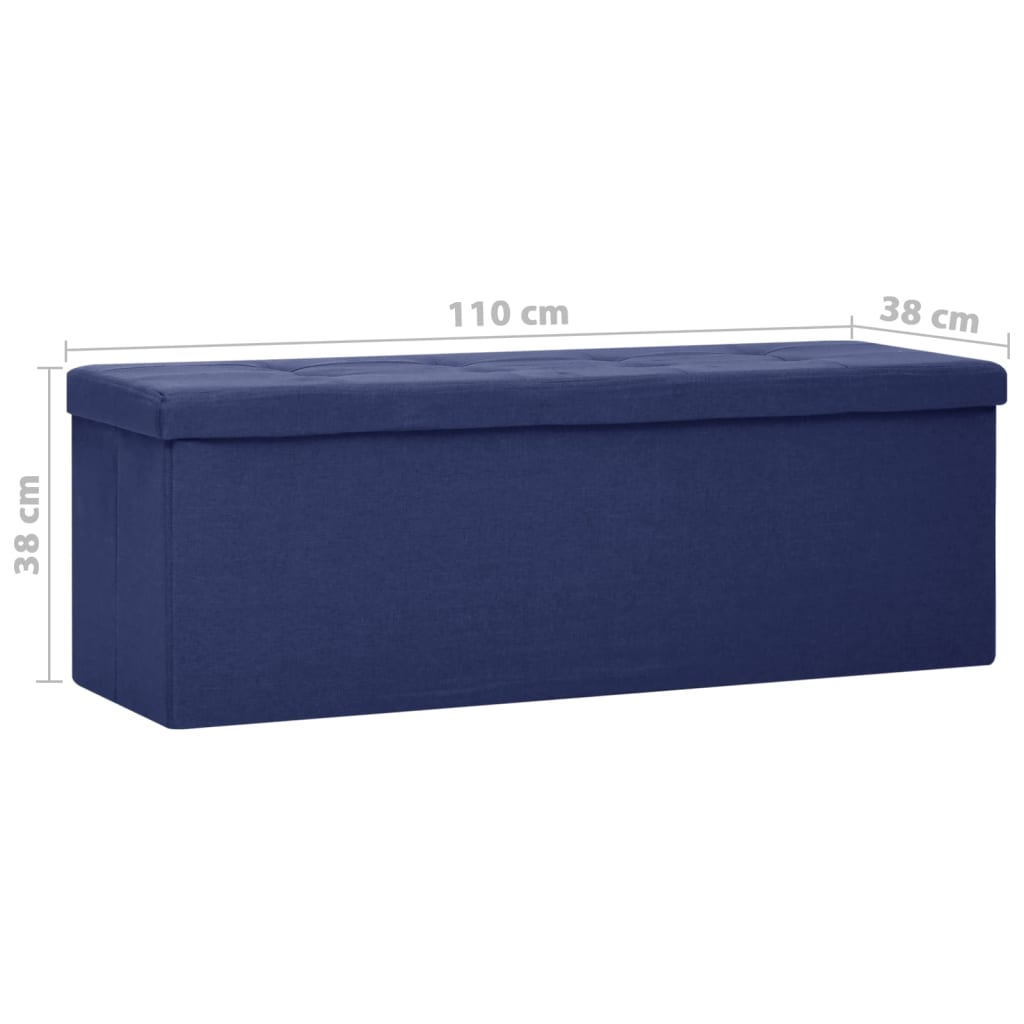 Banc de rangement pliable Bleu Faux lin