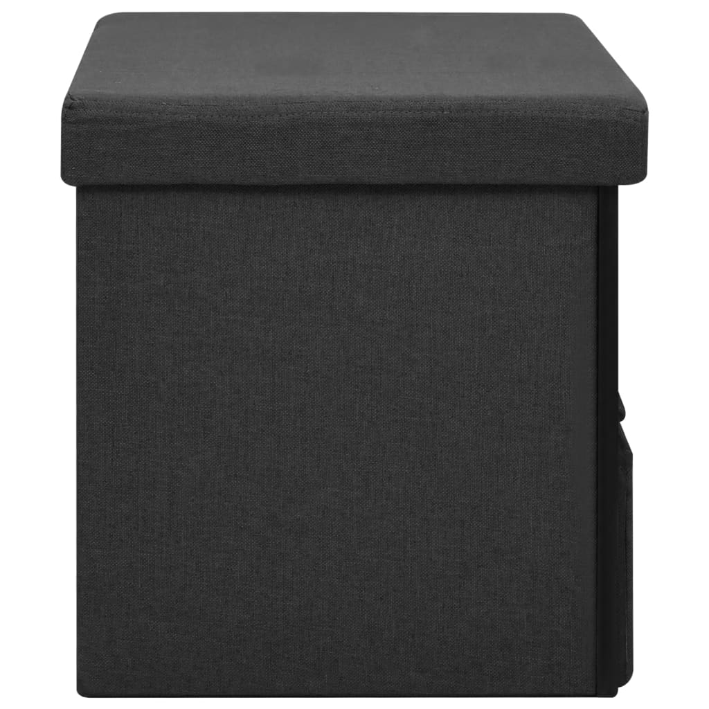 Banc de rangement pliable Noir 76x38x38 cm Faux lin