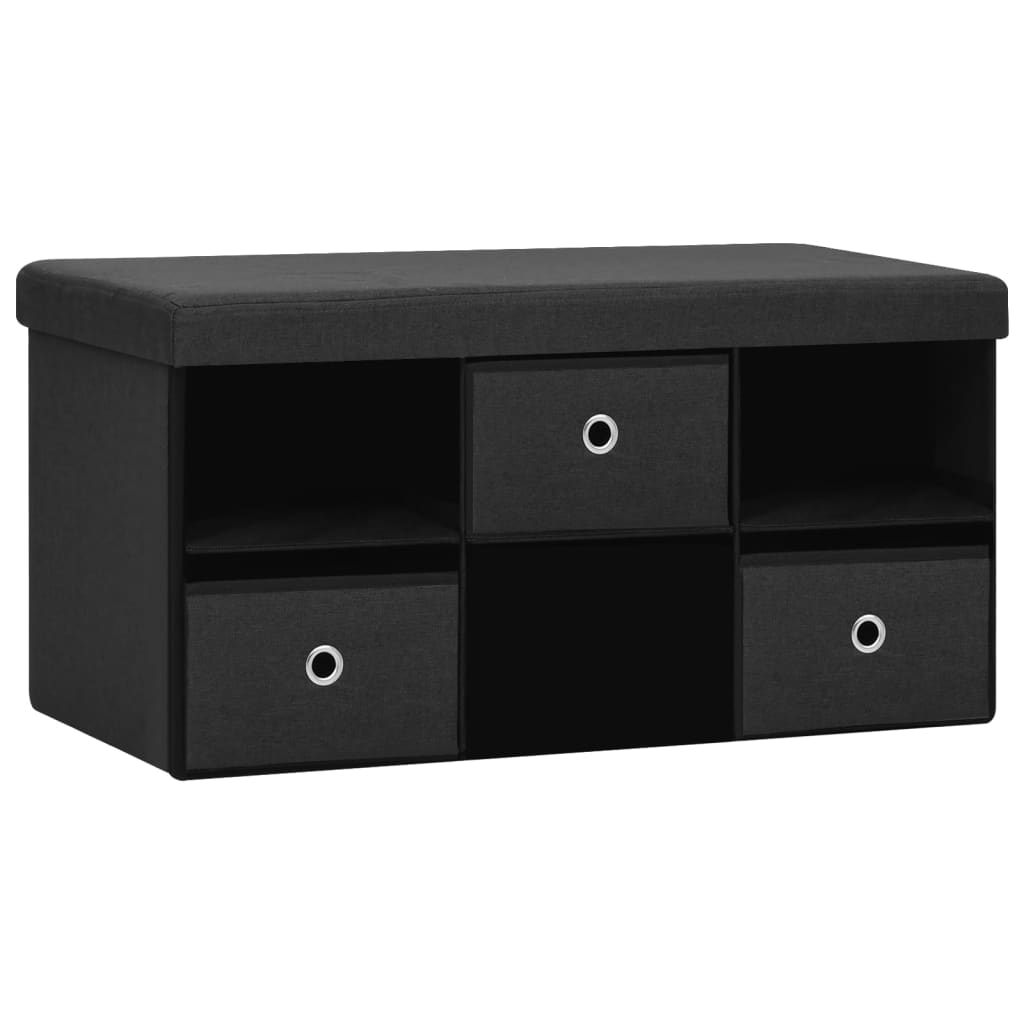 Banc de rangement pliable Noir 76x38x38 cm Faux lin