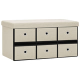 Banc de rangement pliable Blanc crème 76x38x38 cm Faux lin