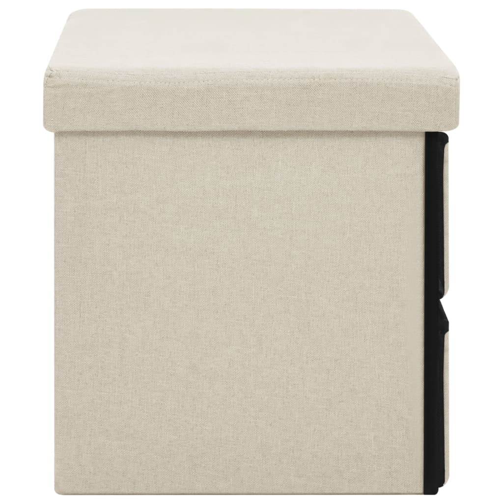 Banc de rangement pliable Blanc crème 76x38x38 cm Faux lin