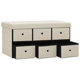 Banc de rangement pliable Blanc crème 76x38x38 cm Faux lin