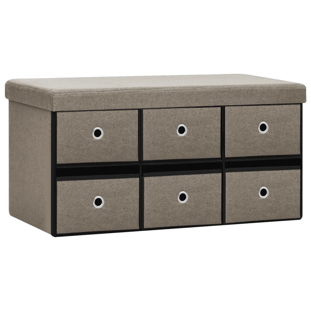 Banc de rangement pliable Taupe 76x38x38 cm Faux lin