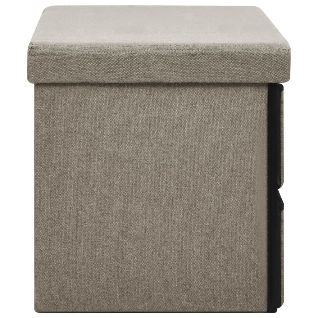 Banc de rangement pliable Taupe 76x38x38 cm Faux lin