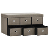 Banc de rangement pliable Taupe 76x38x38 cm Faux lin