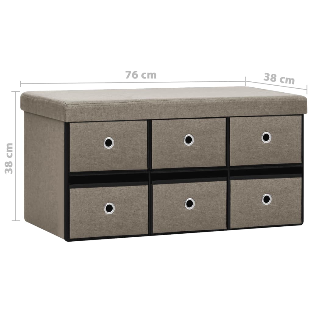 Banc de rangement pliable Taupe 76x38x38 cm Faux lin