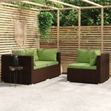 Salon de jardin 3 pcs avec coussins Marron Résine tressée