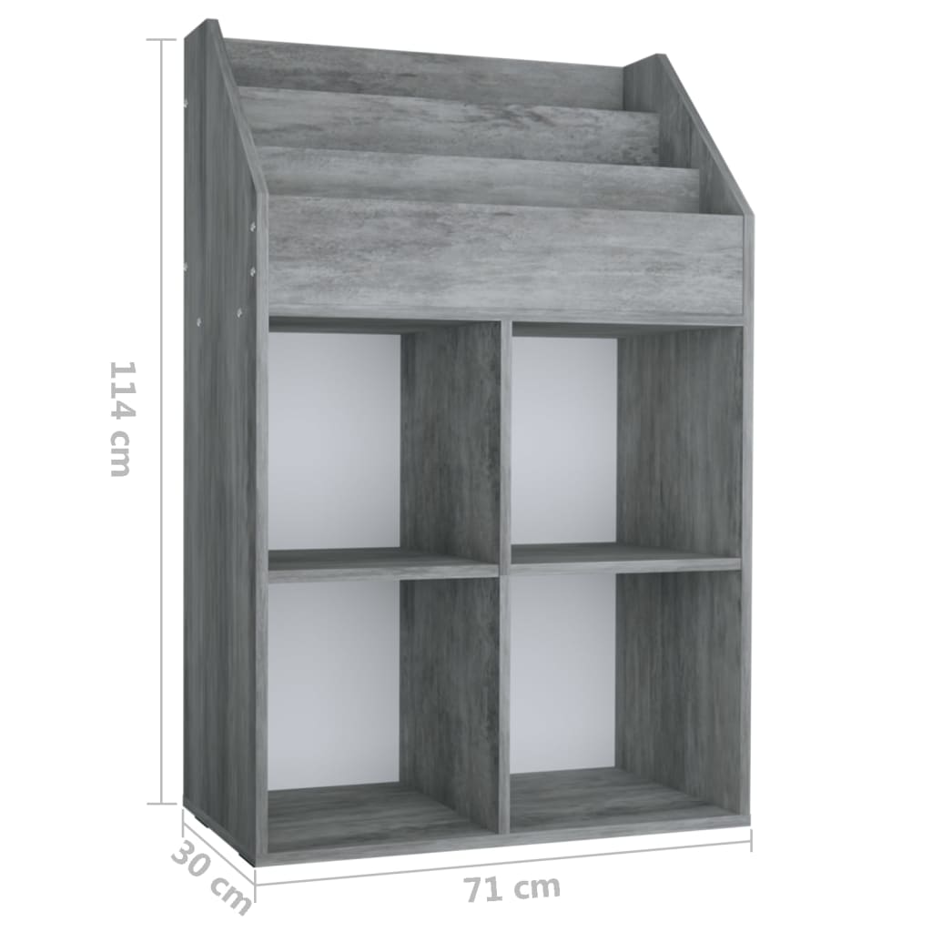 Porte-revue pour enfants Gris béton 71x30x114cm Bois ingénierie