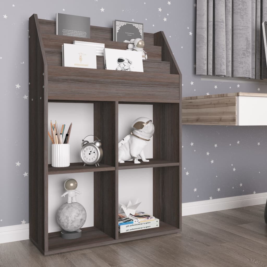 Kids Magazine Rack Gray and Sonoma Oak Engineered Wood