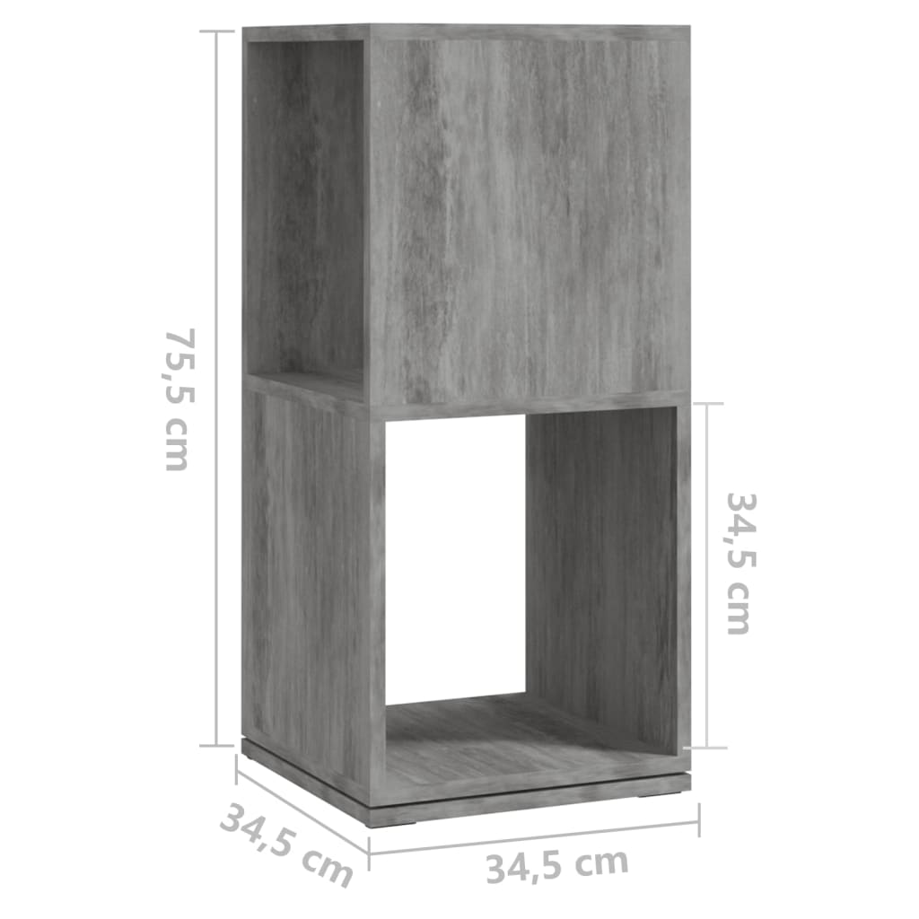 Armoire rotative Gris béton 34,5x34,5x75,5 cm bois d'ingénierie