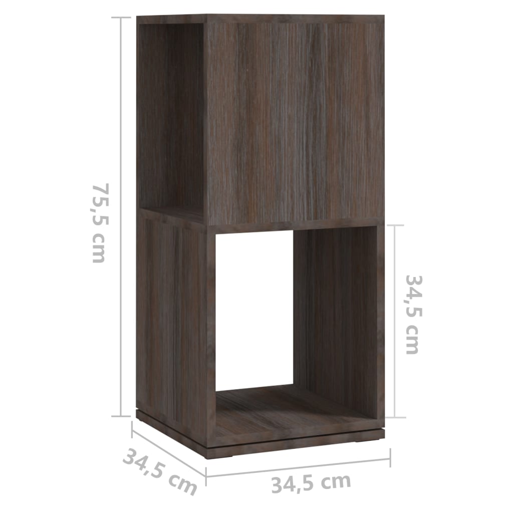 Armoire rotative Gris chêne 34,5x34,5x75,5 cm bois d'ingénierie