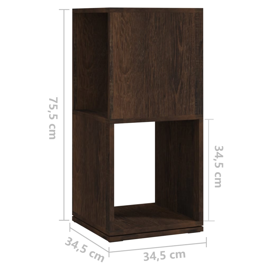 Armoire rotative Chêne fumé 34,5x34,5x75,5 cm bois d'ingénierie