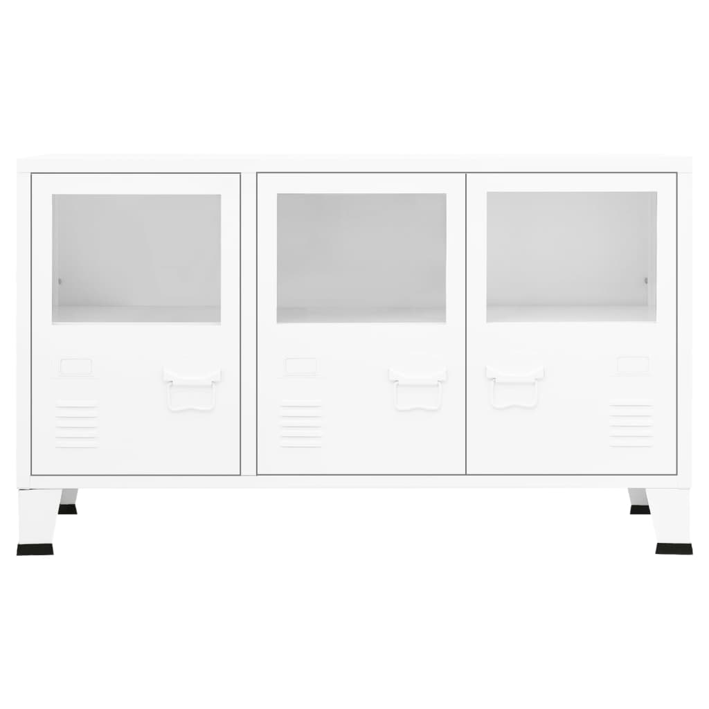 Industrial sideboard White 105x35x62 cm Metal and glass