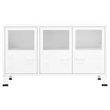 Industrial sideboard White 105x35x62 cm Metal and glass