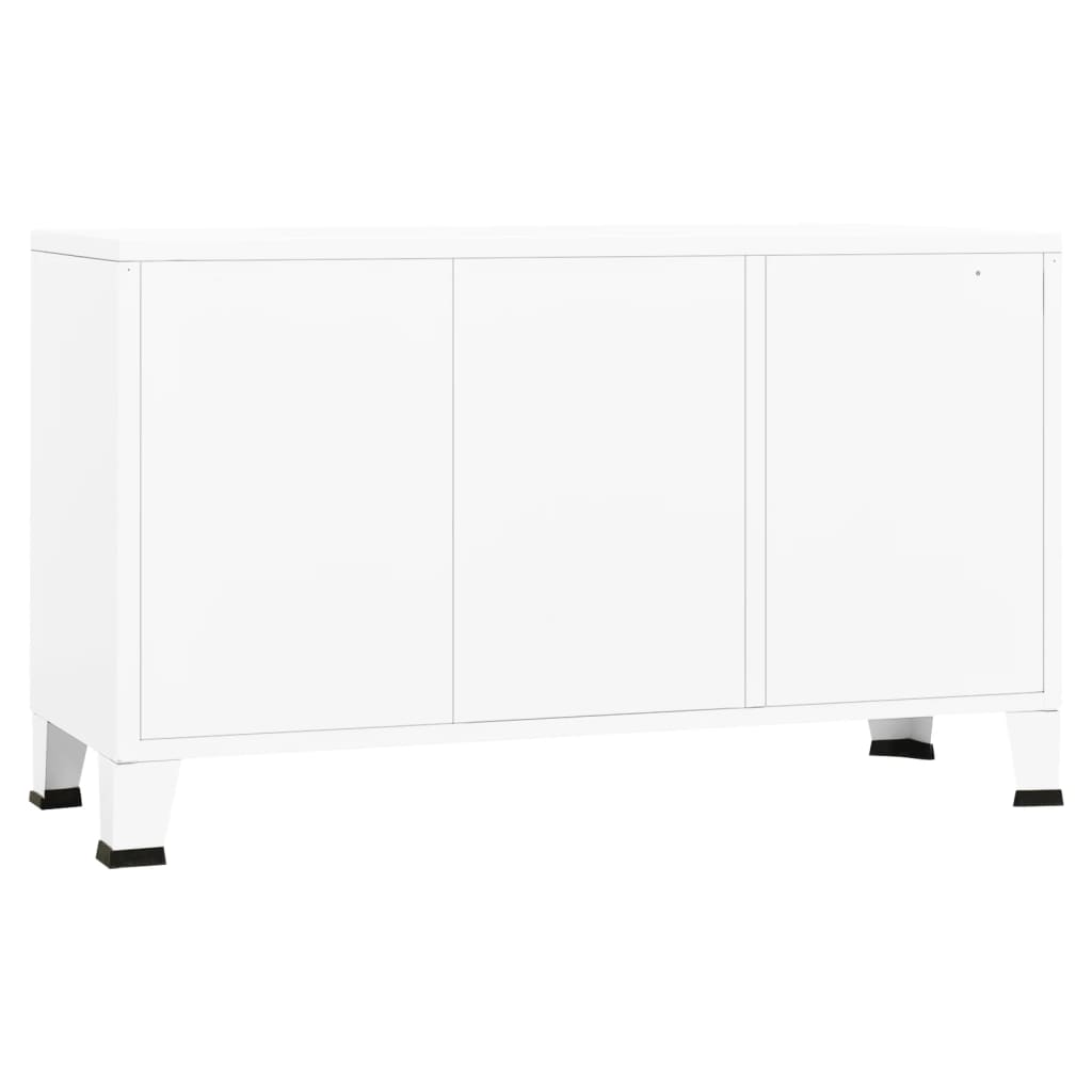 Industrial sideboard White 105x35x62 cm Metal and glass