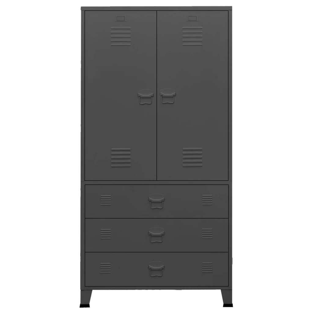 Garde-robe industrielle Anthracite 90x50x180 cm Métal