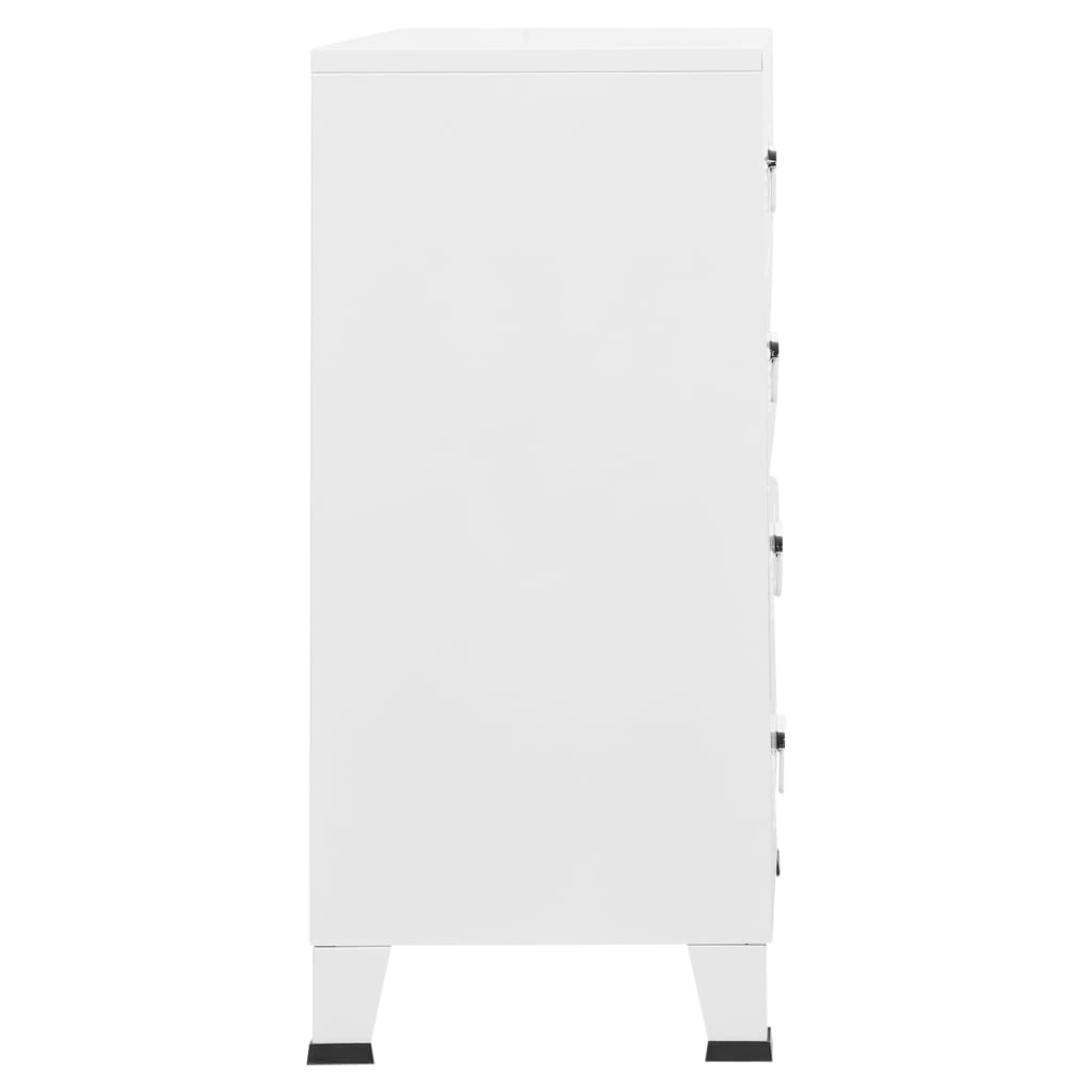 Armoire à tiroirs industrielle Blanc 78x40x93 cm Métal