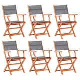 Chaises pliables de jardin lot de 6 gris eucalyptus textilène