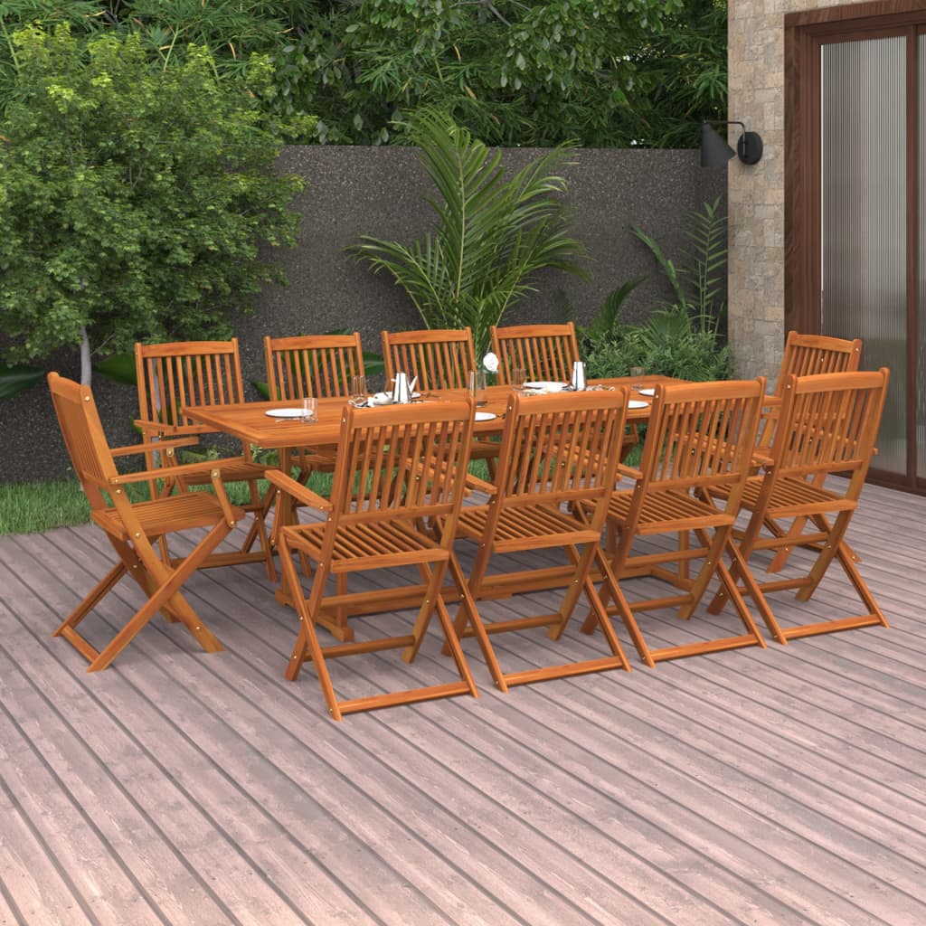 Ensemble à manger de jardin 11 pcs 220x90x75 cm bois d'acacia