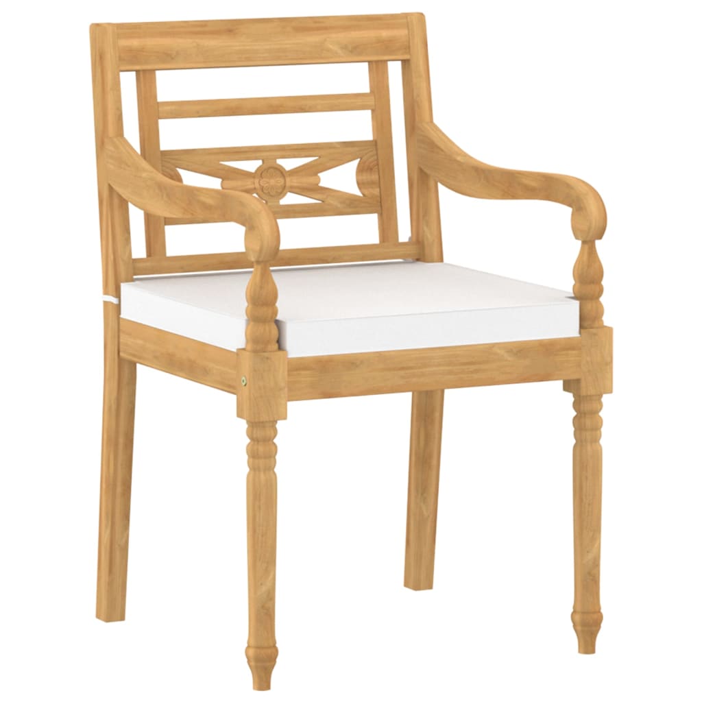 Chaises Batavia lot de 8 avec coussins Bois de teck solide