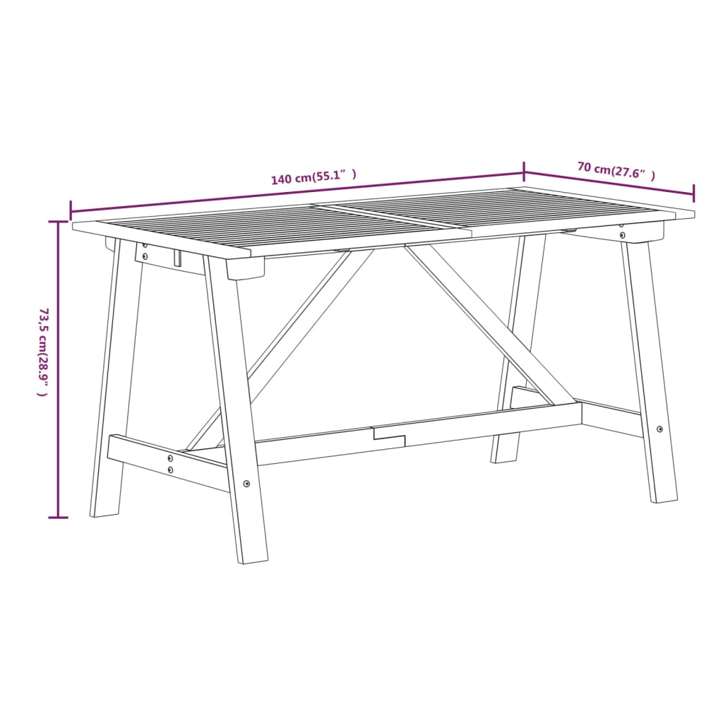 Ensemble à manger de jardin 5 pcs Bois d'acacia solide