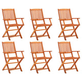 Chaises de jardin pliables lot de 6 Bois d'eucalyptus massif