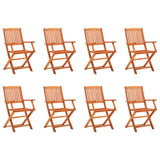 Chaises de jardin pliables lot de 8 Bois d'eucalyptus massif