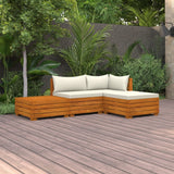 Salon de jardin 4 pcs avec coussins Bois d'acacia solide