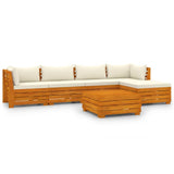 Salon de jardin 6 pcs avec coussins Bois d'acacia solide