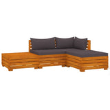 Salon de jardin 4 pcs avec coussins Bois d'acacia solide