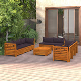 Salon de jardin 9 pcs avec coussins Bois d'acacia solide