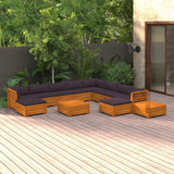 Salon de jardin 12 pcs avec coussins Bois d'acacia solide