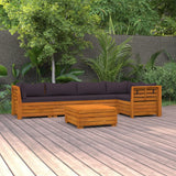 Salon de jardin 6 pcs avec coussins Bois d'acacia solide