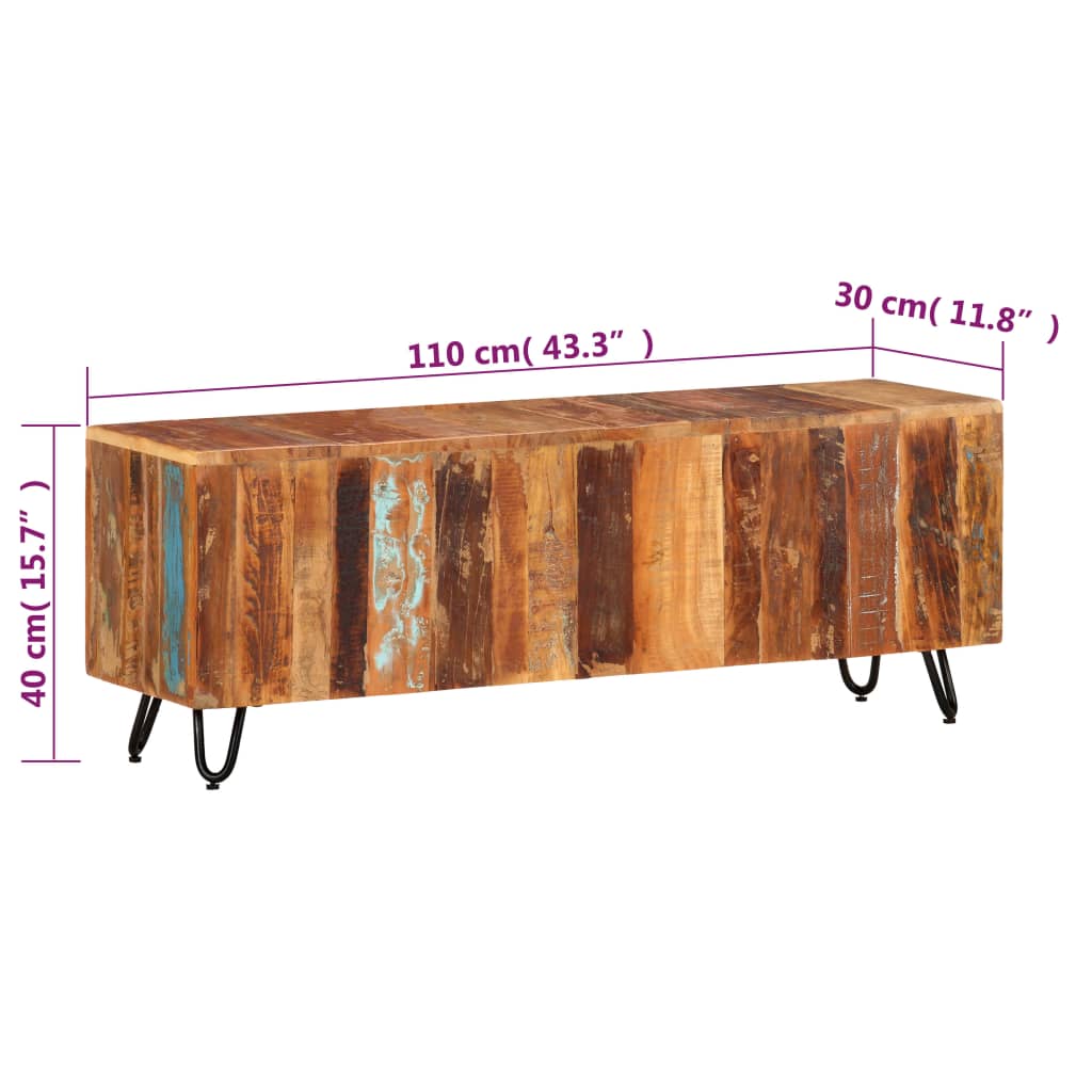 Meuble TV 110x30x40 cm Bois massif de récupération