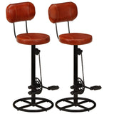 Tabourets de bar lot de 2 noir/marron cuir de chèvre véritable