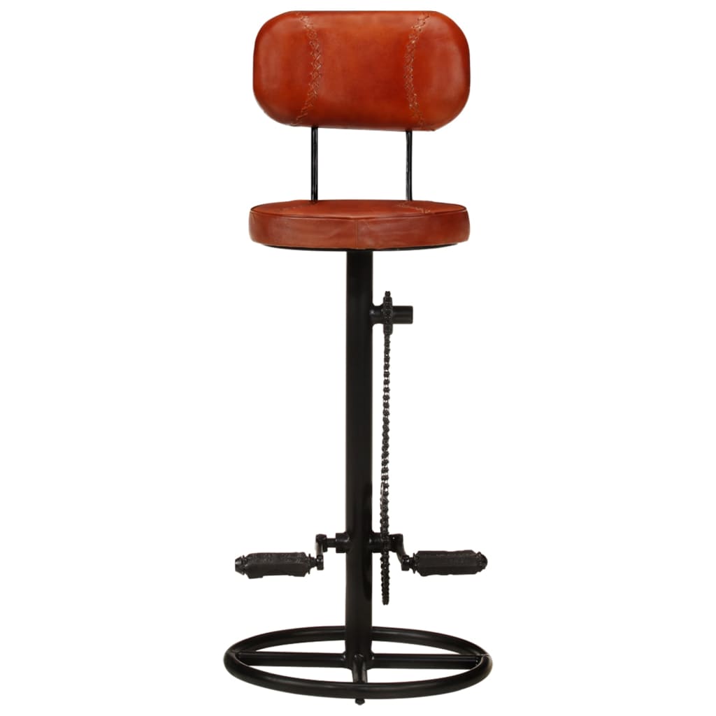 Tabourets de bar lot de 2 noir/marron cuir de chèvre véritable