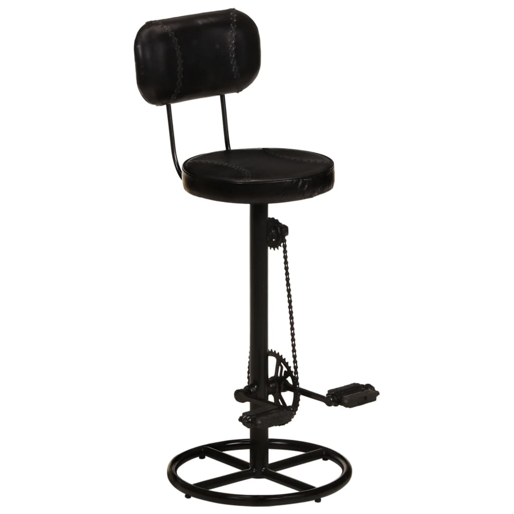 Tabourets de bar lot de 2 noir cuir de chèvre véritable