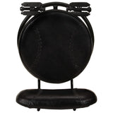 Tabourets de bar lot de 2 noir cuir de chèvre véritable